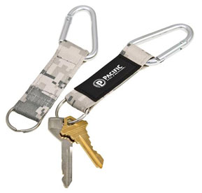 caribiner keyring combination with camo print nylon strap