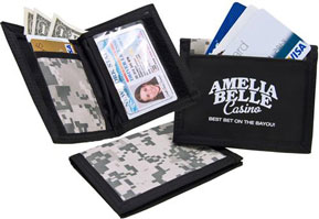 camo printed nylon and vinyl ID wallet