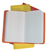 red, yellow and orange vinyl waterproof tally books